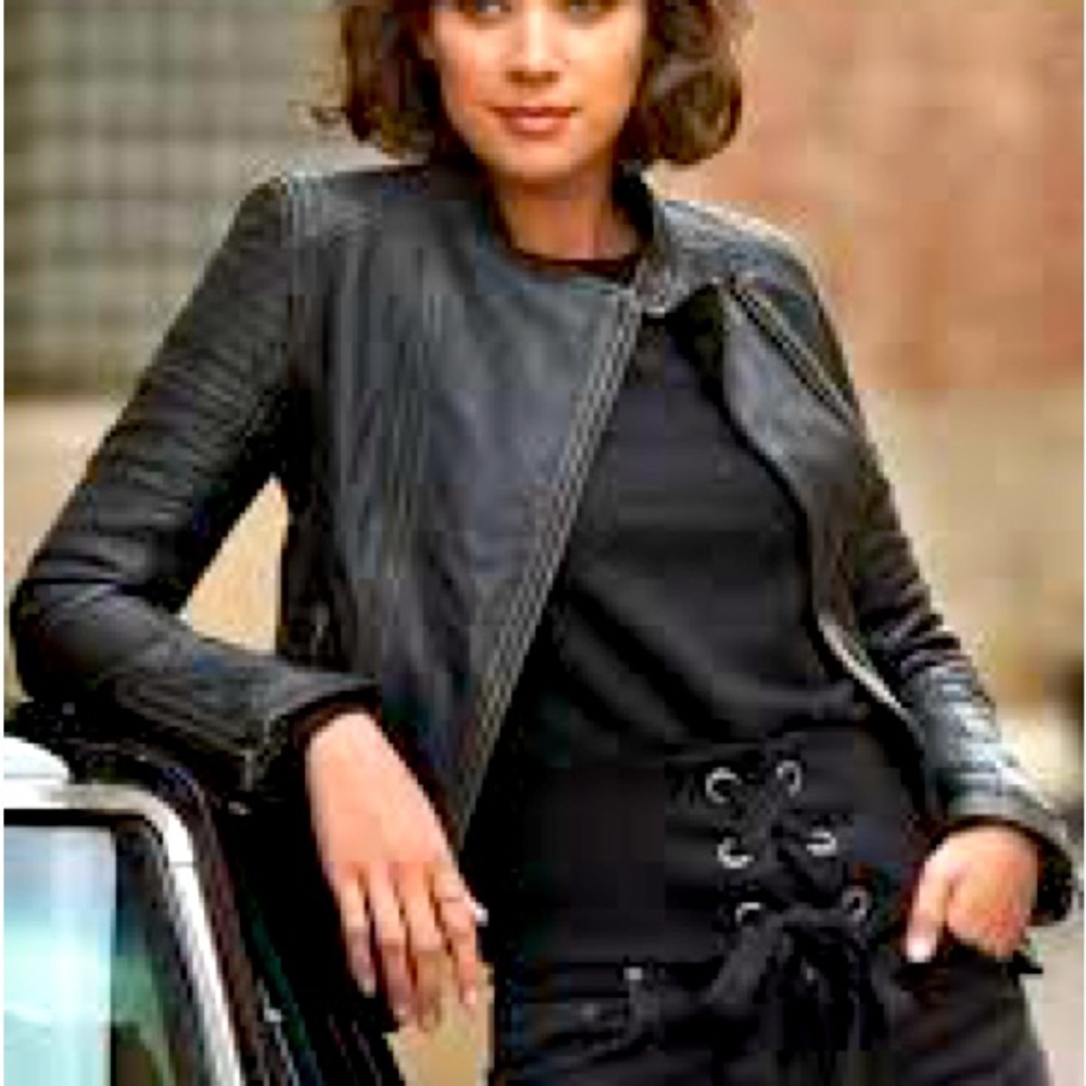 Overland Chelsea Black Leather Moto Jacket